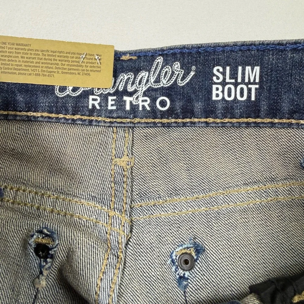 Wrangler Retro Slim Boot Jeans Mens 30x34 Blue Western Cowboy Stretch Denim NEW